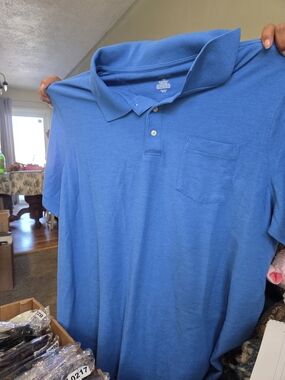 Men's Blue Polo Shirt with Chest Pocket